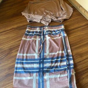 Striped Tan and Blue Women's Skirt